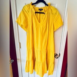 J Crew tiered ruffle dobby dress in vibrant yellow